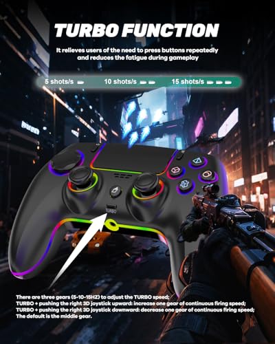 Wireless Controller for PS5/PC/MAC/iOS/Android/Steam Deck, Gamepad with 7 Variable Color RGB Lights/Hall Effect Joystick&Trigger/Dual Vibration/Turbo/Programmable/Headset Jack/1500 mAh Battery