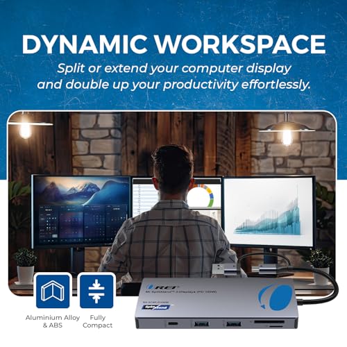 OREI SplitXtend USB C Docking Station Triple Monitor with 3xHDMI Ports, Thunderbolt 4 Dock, HDMI DisplayPort Hub, Dual Monitor HDMI Adapter Extend, USB C Splitter, 100W PD, SD Card Reader, 4K Output | OREI SplitXtend USB C Docking Station Triple Monitor w
