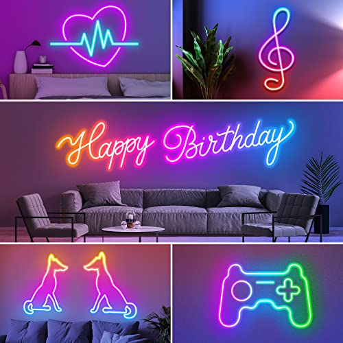 200 FT neon Rope Light, Bendable LED Rope Light, Multi-Mode Rope Light, IP65 Outdoor RGB LED neon Waterproof Light, Music Synchronized Game LED neon Light Strip for Bedroom Decoration