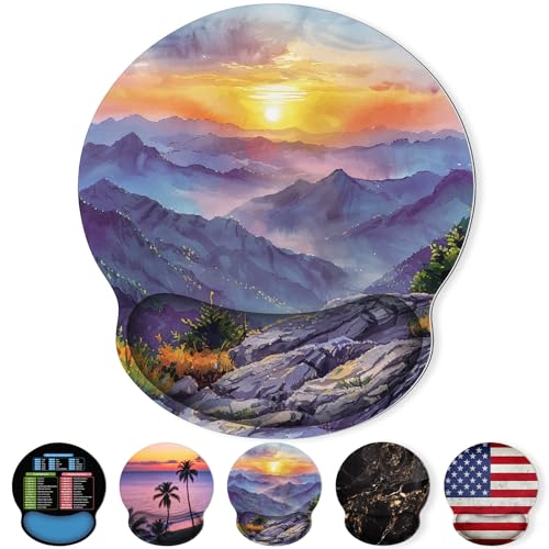 KONVINIT Ergonomic Mouse Pad with Wrist Rest, Small Mousepad with Non-Slip Rubber Base and Smooth Surface, Beach Mouse Pads for Desk, Office Desk Accessories - color: Painting