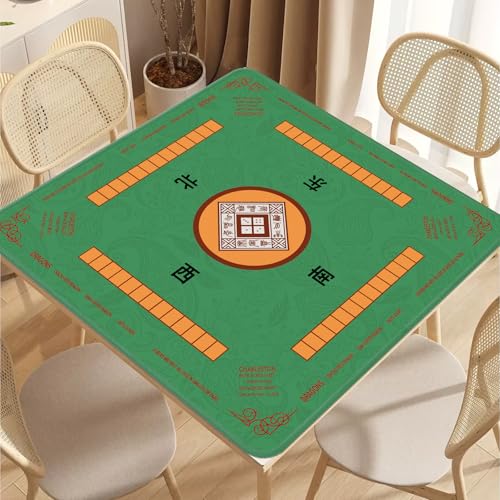 2F22E Mahjong Mat, Noise Reduction Non-Slip Mahjong Mat for Table, 32.4 * 32.4 Inch Mahjong Table Mat for Poker, Board Table Mat, Dominoes, Tile,Card Games (Green) - color: Green