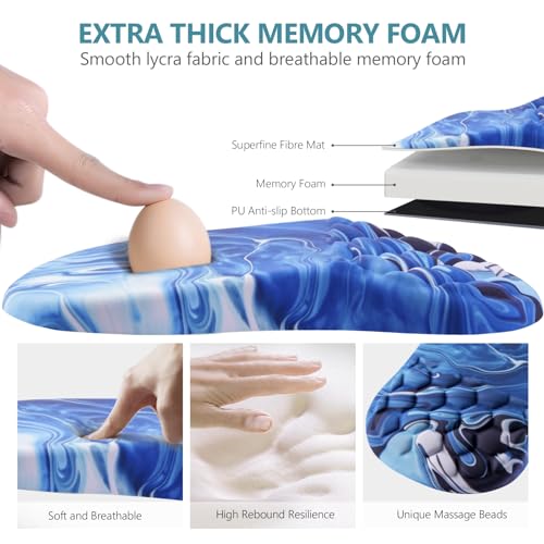 Mouse Pad Wrist Support, Ergonomic Mouse Pad with Wrist Rest, Comfortable Computer Mouse Pad for Laptop, Pain Relief Mousepad with Non-Slip PU Base Ocean Blue - color: Ocean Blue