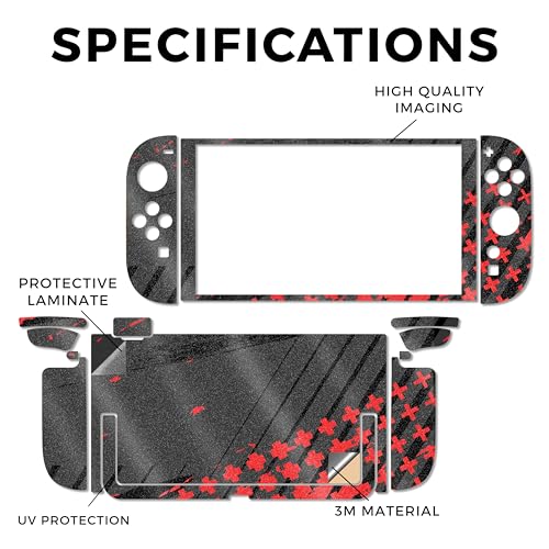Glossy Glitter Gaming Skin Compatible with Nintendo Switch 2 Console Only - Grunge Red - Premium 3M Vinyl Protective Wrap Decal Cover - Easy to Apply | Crafted in The USA by MightySkins - color: Grunge Red, size: Switch 2 Console Skin Only, style: Glossy