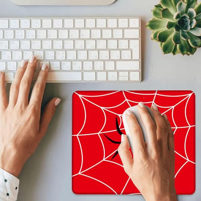 Mouse Pad Spider on Spider Web Square Mousepad Desk Mat with Non Slip Rubber Base, Stitched Edge Mouse Mat Desk Pad for Work Game Office, 9.5x8 Inches - color: Spider on Spider Web