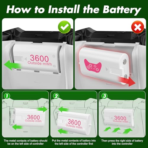 4 Pack Rechargeable Battery Pack Compatible with Xbox Series S/X,Charger Dock with 4 x 3600mWh NiMH Controller Battery Pack for Xbox One Wireless Controller - color: Pink