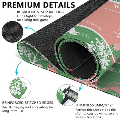 Mahjong Mat with Carrying Bag and 3 Dice, 31.5" X 31.5" Noise Reduction Mahjong Table Cover, Non Slip Gaming Mat for Board Tile Games Poker Card Dominoes, Mahjong Gifts for Women Mahjong Accessories - color: A01