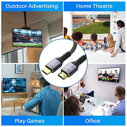 8K HDMI 2.1 Cable 2 FT, Real Certified 48Gbps Ultra High Speed HDMI® Cable, Braided Cord, Supports 10K 8K@60Hz 4K@120Hz, eARC, HDR 10, HDCP 2.2&2.3, Compatible with TV PS5 X-box Projector Monitor - size: 2FT, style: 1 Pack