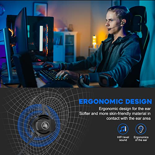 BlueFire 3.5 MM Gaming Headphone Wired Gaming Earphone Noise Cancelling Stereo Bass E-Sport Earphone with Adjustable Mic for PS4, Xbox One, Laptop, Cellphone, PC (Black)
