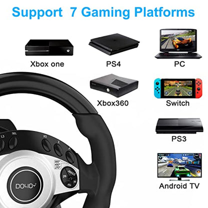 NBCP Racing Wheel with 270/900° Rotation, PC Steering Wheel with Pedals, Dual-Motor Vibration & Gear Shifter for Xbox Series X|S, Xbox One, PS4, PS3, PC, Switch, Xbox 360 – Driving Sim Experience - color: R900 -Black