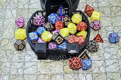 SmartDealsPro Retro Polyhedral Dice Sets with Pouches for D&D DND RPG MTG Dungeon and Dragons Table Board Roll Playing Games D4 D6 D8 D10 D% D12 D20 - color: 5-color Retro Dragon Pattern