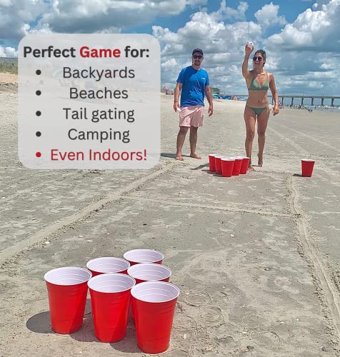 Jumbo Pong - Giant Yard Pong Outdoor Games Yard Games Lawn, Beach, Camping, Tailgating or Backyard - Durable Giant Cups with Indoor/Outdoor Ball and Pump Included