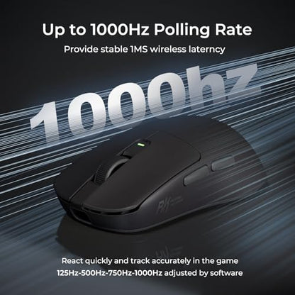 RK ROYAL KLUDGE RK M30 Wireless Gaming Mouse, 24000 DPI, 43g Ultra-Lightweight, PAW3311 Sensor, 2.4G/Bluetooth/USB-C Rechargeable Wireless Mouse with 5 Programmable Buttons for PC/Mac, Black Grey - color: black grey