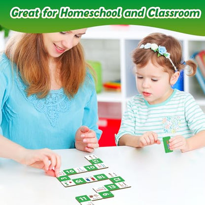 Kasfalci Addition Dominoes Set,Math Games for Kids,Math Manipulatives,Counting Toys,Learning Games,Preschool Learning Activities,Homeschool Supplies,Kindergarten Classroom Must Haves,1st 2nd 3rd Grade - style: Addition