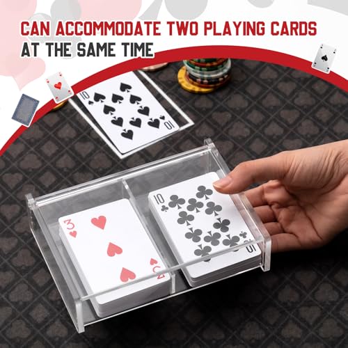 Yinkin 2 Pcs Acrylic Double Playing Card Deck Case Transparent Storage Playing Card Holder for Poker Bridge Game Cards