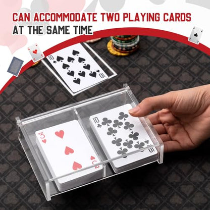 Yinkin 2 Pcs Acrylic Double Playing Card Deck Case Transparent Storage Playing Card Holder for Poker Bridge Game Cards