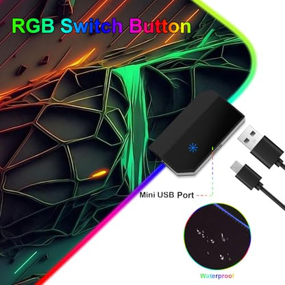 RGB Mouse Pad, Gaming Mousepad with 13 LED Light Modes | 31.5X11.8inch Large Mouse Mat, Gaming Mats for Desk with Non-Slip Rubber Base, Model-B - color: Black-d