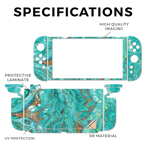 Glossy Glitter Gaming Skin Compatible with Nintendo Switch 2 Console Only - Turquoise Ripple - Premium 3M Vinyl Protective Wrap Decal Cover - Easy to Apply | Crafted in The USA by MightySkins - color: Turquoise Ripple, size: Switch 2 Console Skin Only, st