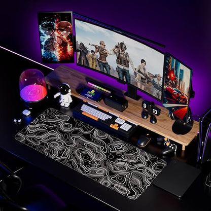 Desk Mat Pad,Large XXL Extended Mouse Pad Mat for Desktop Keyboard | 35''×15.6'' XXL Extended Gaming Mouse Pad with Non-slip Base Desk Matt Mousepad for Computer,Office,Keyboard and Laptop - color: A5-Topographic 2