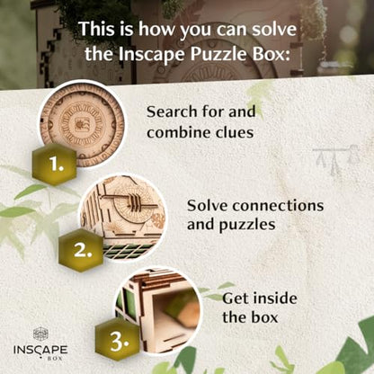INSCAPE Maya´s Myths - Puzzle Box - Escape Room in A Box - Cluebox - Gift Puzzle Boxes for Adults with Hidden Compartments - Escape Room Puzzles Escape Room Game - Brain Teasers Puzzles for Adults | Wooden Brain Teaser With Hidden Compartments - Step By S