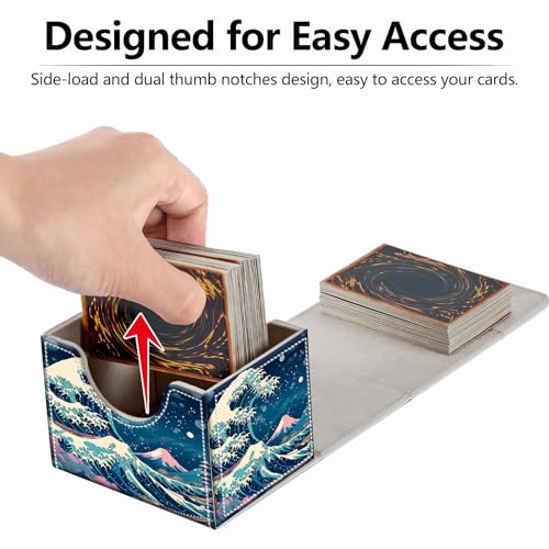 Strong Magnet Case Deck Box Mtg Card Box Playing Card Box Magic Deck Box Tcg Up to 200 Cards Creative Pattern Trading Card Storage Box for Collectible Card Games, Blue Wave - color: Blue Wave