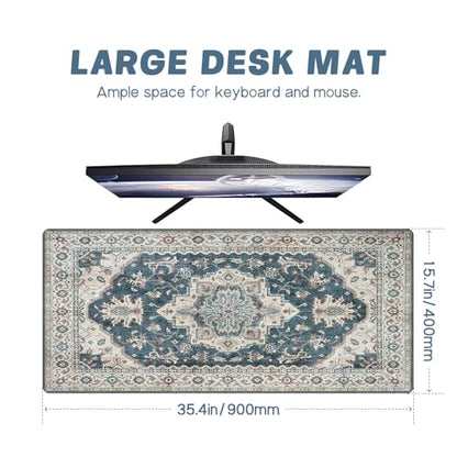 Baziabbo Desk Mat,XXL Extended Large Mouse Pad,Gaming Mousepad with Stitched Edge,Non-Slip Rubber Base Keyboard Desk Pad for Home Office Study Game (Neutral) - color: Neutral