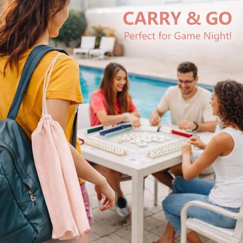 FUYIHGL® Mahjong Rack with Pusher Storage Bag: 2 Compartments Fits 4 American Mah Jongg Racks Pushers - Pink Soft Velvet Sleeve with Drawstring - Travel Mah Jongg Accessories and Gifts - color: Pink | 1pcs