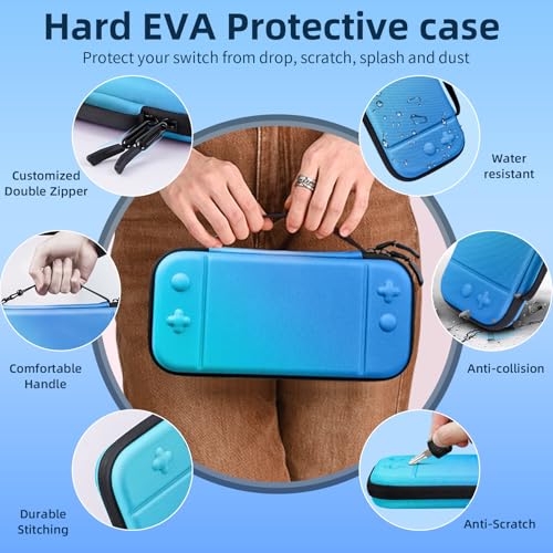 Switch 2 Carry Case Compatible with Nintendo Switch 2 Console,Large Capacity Switch 2 Case, Portable Hard Travel Bag for Console & Accessories, 10 Game Card Slots (Blue Gradient) - color: Blue Gradient