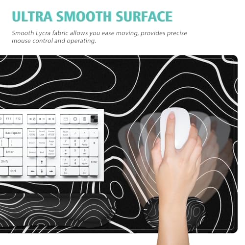 4 in 1 Large Mouse Pad,Keyboard Wrist Rest Set,Desk Mat with Stitched Edges Thicken Desk Pad,Wrist Support for Keyboard and Mouse,Desk Mat for Home Office Game(Black Marble) - color: Black Marble