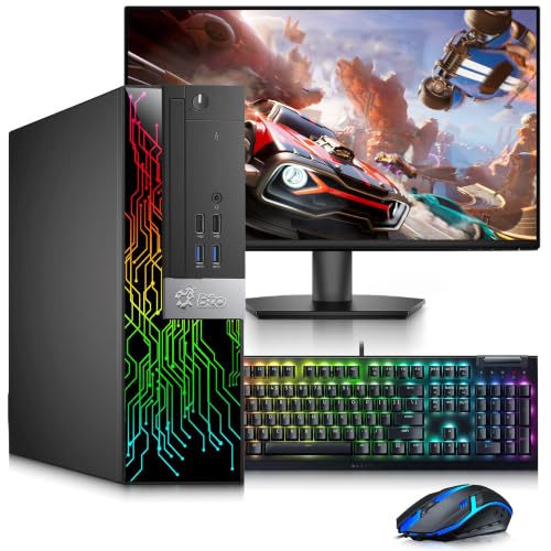 BTO RGB SFF Desktop Computer — Intel Core i5-8500 — 16GB DDR4 RAM — 128GB SSD — 500GB HDD — GeForce GT 1030 — 24" Monitor — RGB Keyboard & Mouse — Wi-Fi — Gaming PC — Windows 11 Pro (Renewed)