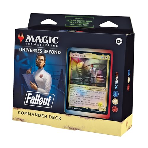 Magic: The Gathering Fallout Commander Deck - Science! (100-Card Deck, 2-Card Collector Booster Sample Pack + Accessories) - style: Red-White-Blue