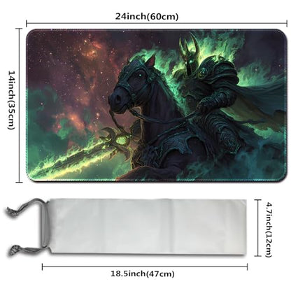 MTG Playmats(Stitched) 14x24in Compatible for OCG CCG RPG TCG Playmats with Card Zones Storage Bag (Apocalypse Knight-No Zone) - color: Apocalypse Knight-no Zone
