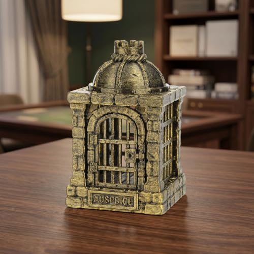 RPG Dice Display Tabletop Gaming Accessories Dice Jail Fantasy Gift AF1224C | Hand-Painted Brushed Brass Color Dice Prison, Unique Tabletop Organizer and Map Props for RPG Players - color: Af1224c Dice Jail Brassy