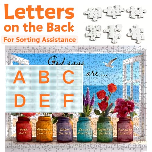500 Piece Jigsaw Puzzles for Adults - Christian Bible Wishful Window Puzzle for Seniors & Families, 20.47" x 14.96" Bible Verse Puzzle with 1:1 Poster & Letters on Back - color: Wishful Window