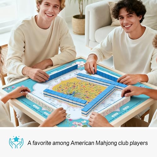 KUNTE Mahjong Mat, Turquoise, 32"x32" | Non-Slip, Quiet, Waterproof, Foldable, For American Mahjong - color: Turquoise