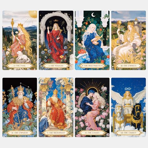 Moonshadow Floral Vow Tarot Cards with Guide Book for Beginners Original Unique Pretty Tarot Oracle, Gold Foil Tarot Cards with Guide Book Set&Gift Box for Beginner& Expert