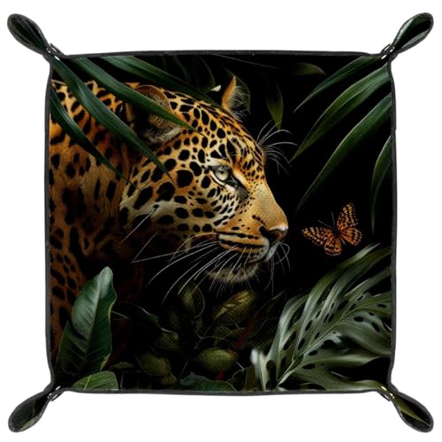 Leopard Butterfly Leave Dice Tray Dice Rolling Tray Folding Dice Holder for Dice Games, Like RPG, DND and Other Table Games - color: Multi 17