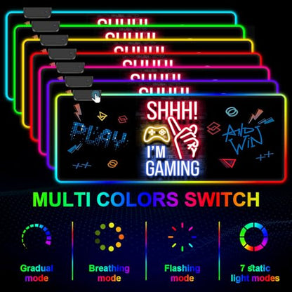 RGB Mouse Pad, Gaming Mousepad with 13 LED Light Modes | Large Mouse Mat with Non-Slip Rubber Base for Computer Keyboard Desk, 31.5X11.8inch - color: Black-a