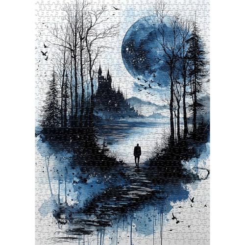 Nature Landscape Puzzles for Adults 1000 Pieces, PICKFORU Lone Shadow Lake Jigsaw Puzzle, Fantasy Forest Plant Tree Scenic Impossible Puzzle - style: Lone Shadow Lake Puzzle