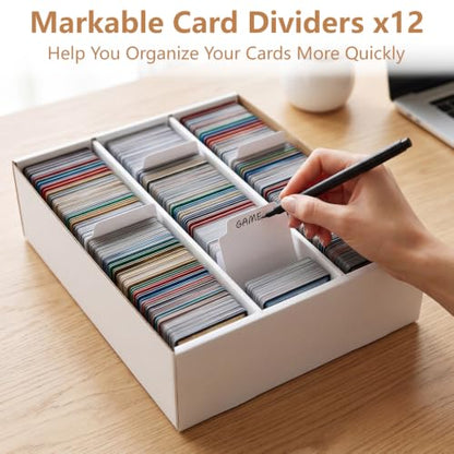 RLAVBL 1 Pack Trading Card Storage Box, Cardboard Card Boxes 2700 Count | with Dividers, for Sports, MTG, TCG, Toploader, 3 Row - size: 1 Pack (3 Row)