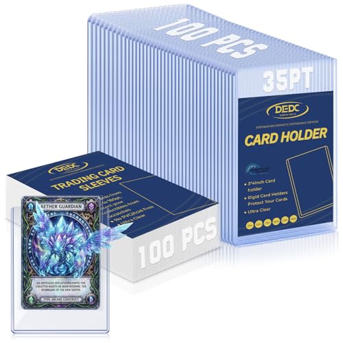 DEDC 200 Top Loaders Card Load Holder Storage for Trading Cards Sports Soft Penny Sleeves Hard Plastic 35 Point Protective 3" x 4" Toploaders Rigid Collectibles - size: 35pt