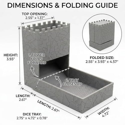 Foldable Dice Tower Compatible with Board Game, Collapsible Hexagonal Tabletop Dice Roller, Travel-Friendly Space-Saving Gaming Accessory for Settlers and Dice Games (Tower Only)
