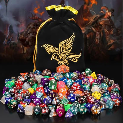 QMay 35 Sets Polyhedral Dice - 35 X 7 (245 Pieces) DND Dice with a D&D Dice Large Drawstring Bag, 35 Colors D4 D6 D8 D10 D% D12 D20, Great for Dungeons and Dragons, RPG, MTG,Role Playing Table Games - color: 35 Sets-245pcs