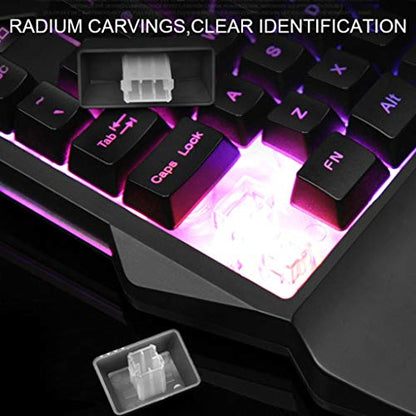 One-Handed Keyboard Single Handed Gaming Keypad with Ergonomic Wrist Rest Support RGB LED Backlit USB Wired Mechanical Feeling Mini Keypad for Game