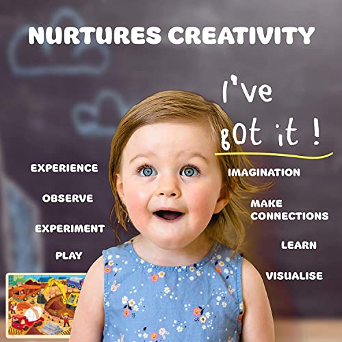 100 Piece Puzzles for Kids Ages 4-8, Construction Site | Wooden Jigsaw Puzzle for 3 4 5 6 Year Old, With Tray - style: 100 Piece