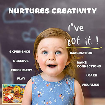 100 Piece Puzzles for Kids Ages 4-8, Construction Site | Wooden Jigsaw Puzzle for 3 4 5 6 Year Old, With Tray - style: 100 Piece