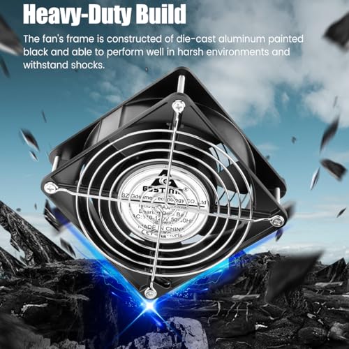 GDSTIME AXIAL 12038 Muffin Fan, 120V AC 120mm x 38mm, Dual Ball Bearing | 110V 115V, 120x120x38mm, Aluminum Frame, High Speed, for Generator Box, Air Hockey Table Cooling Ventilation Exhaust - size: 120x120x38mm