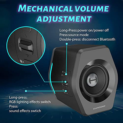Edifier G2000 32W PC Gaming Computer Speakers for Laptop Mac Desktop Computer Woofer Speakers Bluetooth USB 3.5mm AUX Inputs RGB Lights Multimedia Speakers Black - color: Black