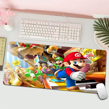 Mario Pattern Extended Gaming Mouse Pad, 31.5 x 11.8 Inches Non-Slip Keyboard Mat with Stitched Edge for Gaming & Office (Mario) - color: Mario