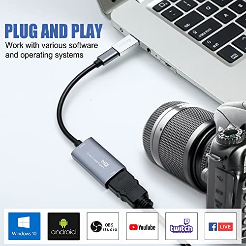 Guermok Video Capture Card, 4K USB3.0 HDMI to USB C, 1080P 60FPS & 2K 30FPS | Capture Card for Streaming, Compatible with iPad Mac OS Windows, Quest 3, OBS, PS5/4, Switch2/1, Xbox, Camera (Silver) - color: Silver