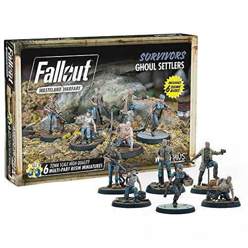 Modiphius Entertainment Fallout Wasteland Warfare: Survivors - Ghoul Settlers (The Slog) - 6 Unpainted Resin Miniatures, Includes Scenic Bases, 32MM Scale Figures, Roleplaying Game Minifigures - style: Ghoul Settlers